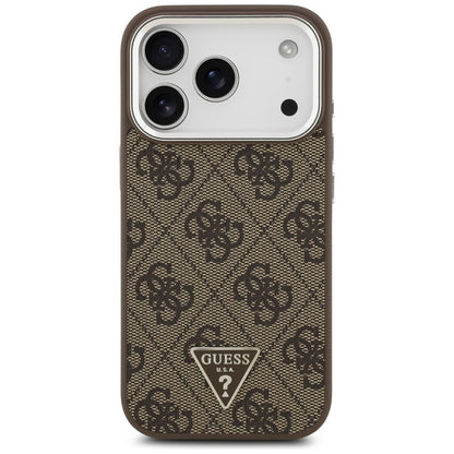 Guess 4G Triangle Logo MagSafe dėklas iPhone 17 Pro (rudas)