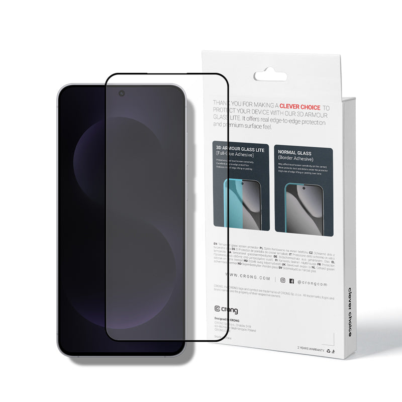 Crong 3D Armor Glass Lite - Grūdintas stiklas su pilna lipnia danga, skirta Samsung Galaxy A36 / A37 / A56 / A57 / S24 FE / S25 FE