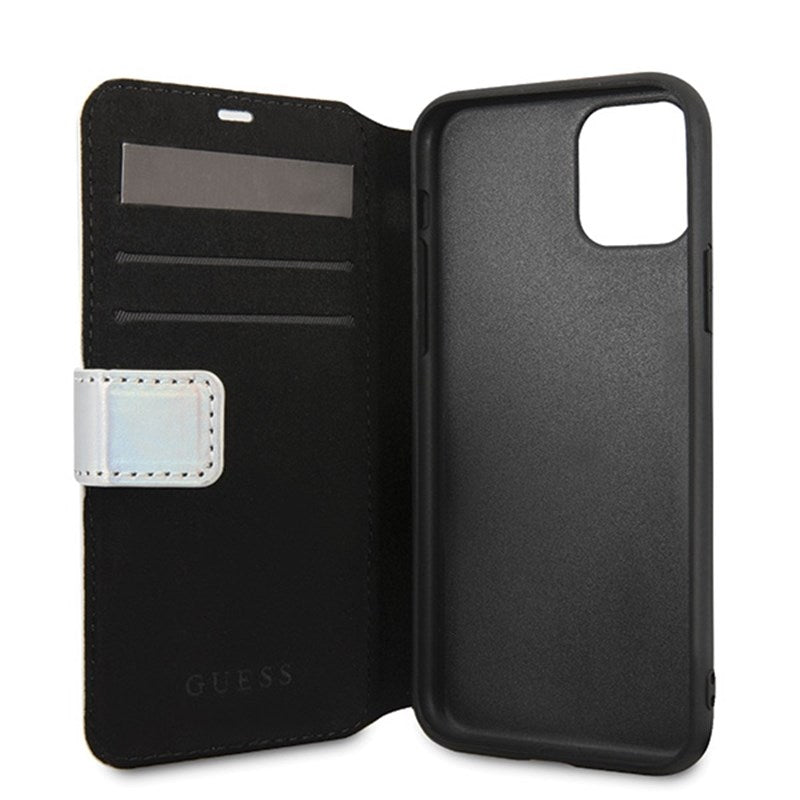 Guess Iridescent Booktype – dėklas, skirtas iPhone 11 Pro Max (sidabrinis)