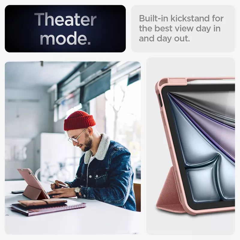 Spigen Urban Fit – dėklas, skirtas iPad Air 11" M3 (2025) / M2 (2024) / iPad Air 10.9" (5–4 kartos) (2022–2020) (rožinio aukso spalvos)
