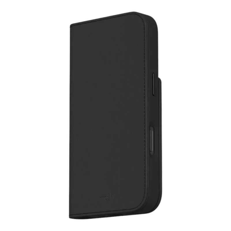 Moshi Overture MagSafe - 3-in-1 atverčiamas odinis dėklas iPhone 16 Pro Max (Anglies juodos)