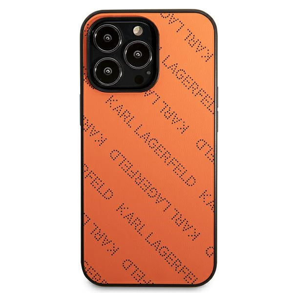 Karl Lagerfeld Perforated Allover - dėklas iPhone 13 Pro (oranžinis)