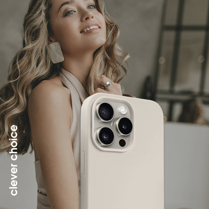 Crong Color Cover Magnetic - dėklas, skirtas „iPhone 15 Pro Max MagSafe“ (akmens smėlio spalvos)