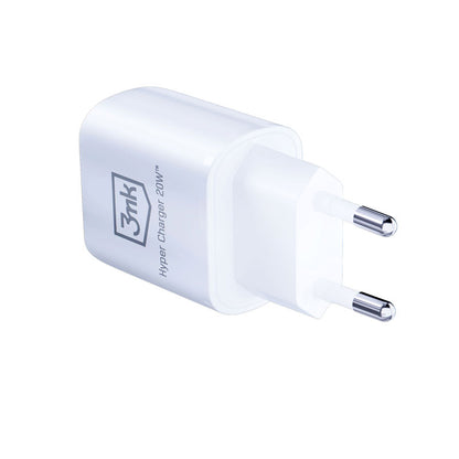3mk Hyper Charger – USB-A QC 3.0 + USB-C PD 20W sieninis įkroviklis (baltas)