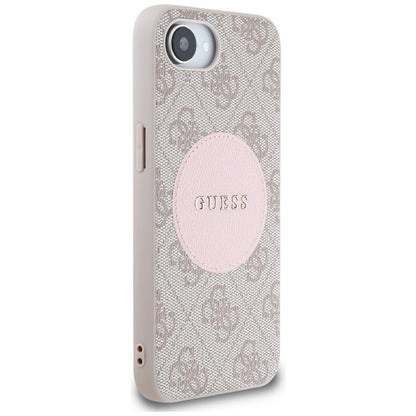 Guess 4G Circle Classic Logo MagSafe – dėklas iPhone 16e (rožinės spalvos)
