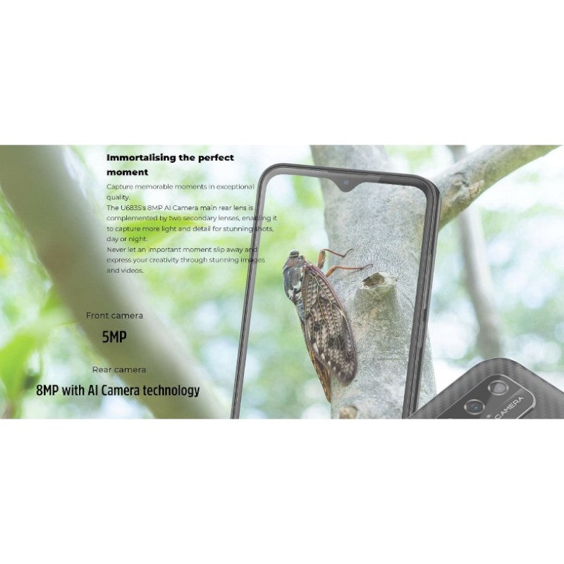 Energizer Ultimate U683S – išmanusis telefonas su 2GB RAM, 64GB vidine atmintimi, 6.82 colių ekranu, 4G LTE, Dual SIM, skirtas ES rinkai (juodos spalvos).