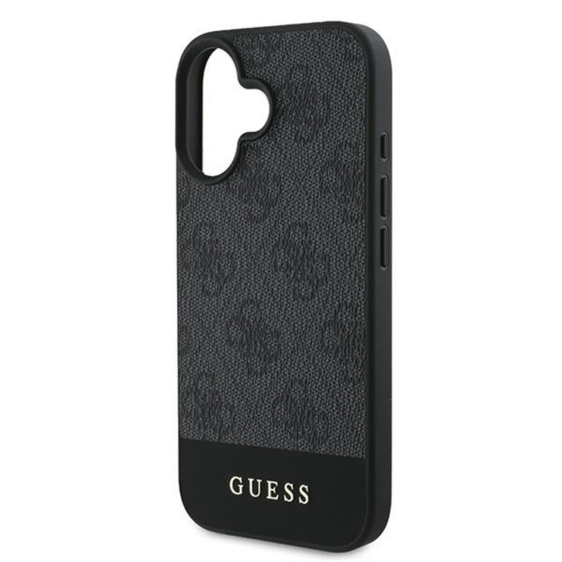 Guess 4G Bottom Stripe – dėklas, skirtas iPhone 16 (pilkas)