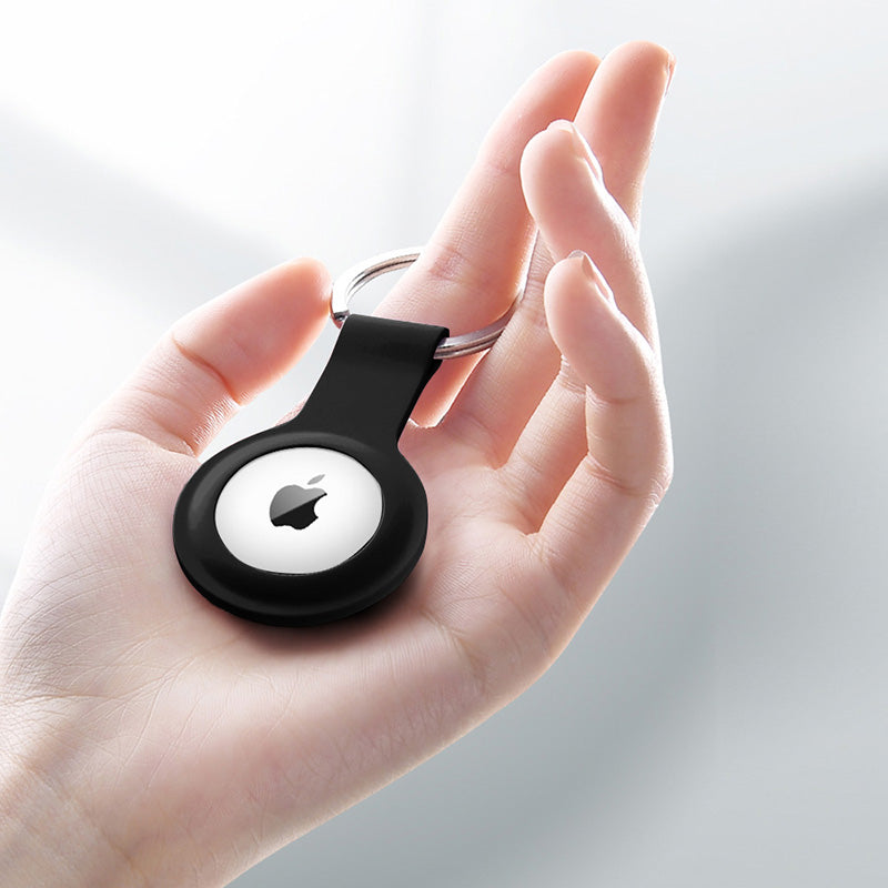 Crong silikoninis dėklas su raktų pakabuku – apsauginis dėklas Apple AirTag raktų pakabukui (juodas)