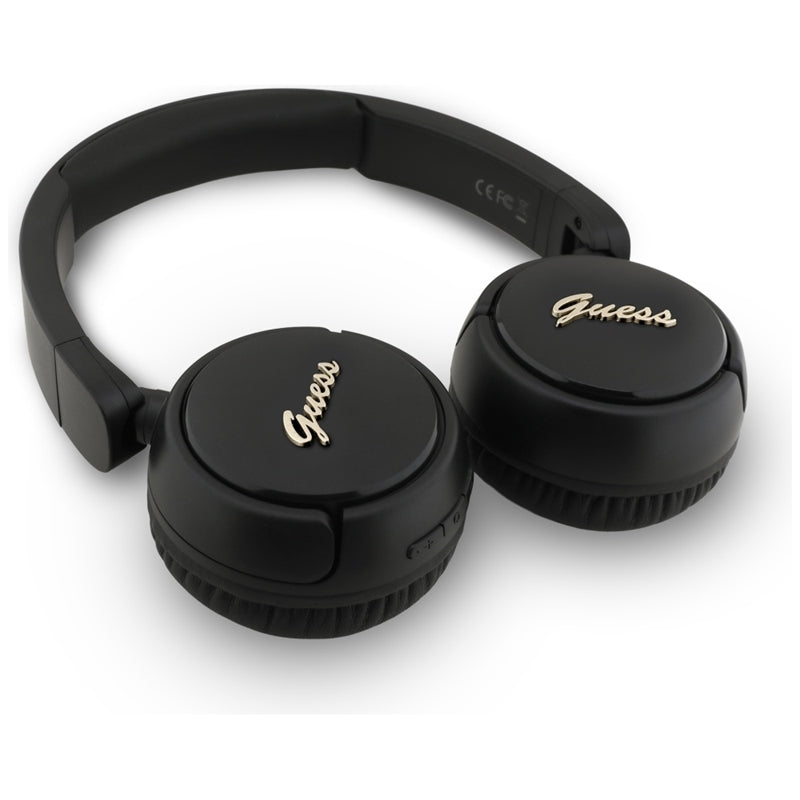 „Guess Metal Logo Script“ – belaidės virš ausų ausinės „Bluetooth V5.3“ (juodos)