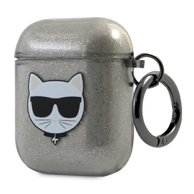 Karl Lagerfeld Choupette Head Glitter – Dėklas Airpods (juodas)