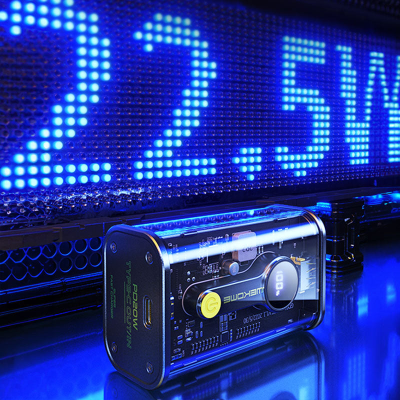 WEKOME WP-333 Vanguard Series - Nešiojamasis įkroviklis (power bank) 10000 mAh Super Charging PD 20W + QC 22.5W (juoda / permatoma)