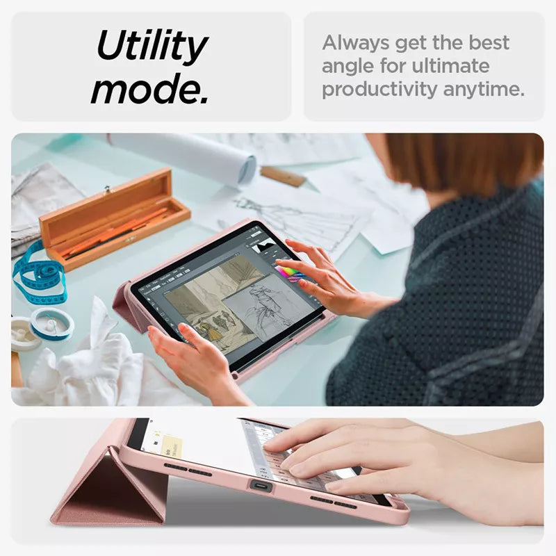 Spigen Urban Fit – dėklas, skirtas iPad Air 11" M3 (2025) / M2 (2024) / iPad Air 10.9" (5–4 kartos) (2022–2020) (rožinio aukso spalvos)