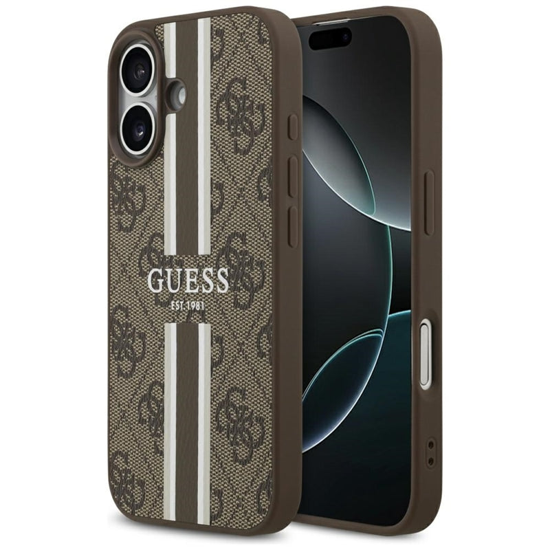 Guess 4G Printed Stripes MagSafe dėklas iPhone 17 (rudos spalvos)