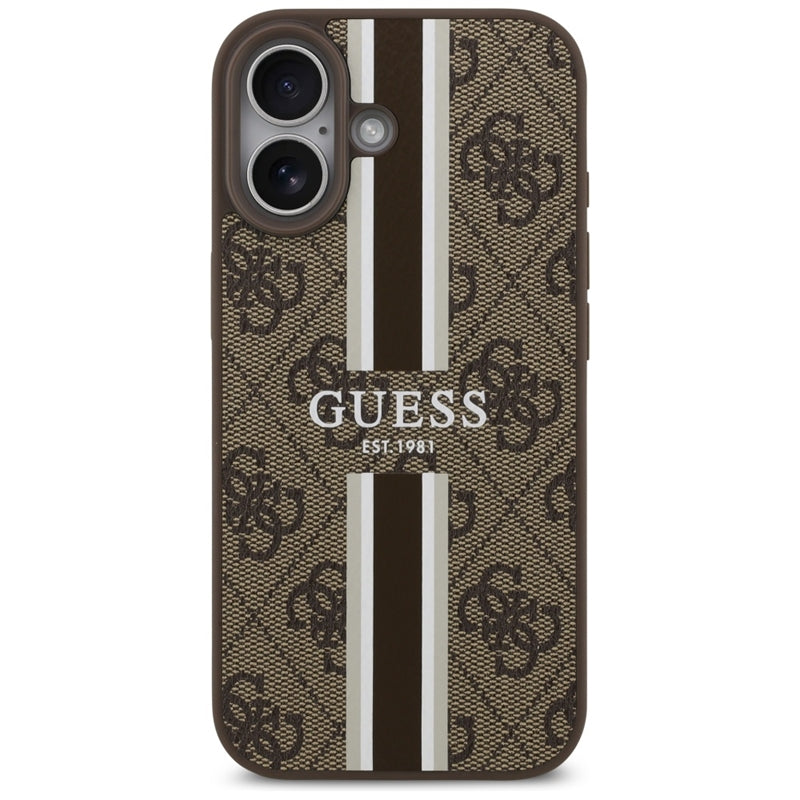 Guess 4G Printed Stripes MagSafe dėklas iPhone 17 (rudos spalvos)