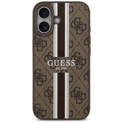 Guess 4G Printed Stripes MagSafe dėklas iPhone 17 (rudos spalvos)