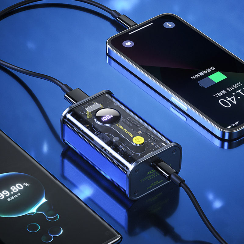 WEKOME WP-333 Vanguard Series - Nešiojamasis įkroviklis (power bank) 10000 mAh Super Charging PD 20W + QC 22.5W (juoda / permatoma)