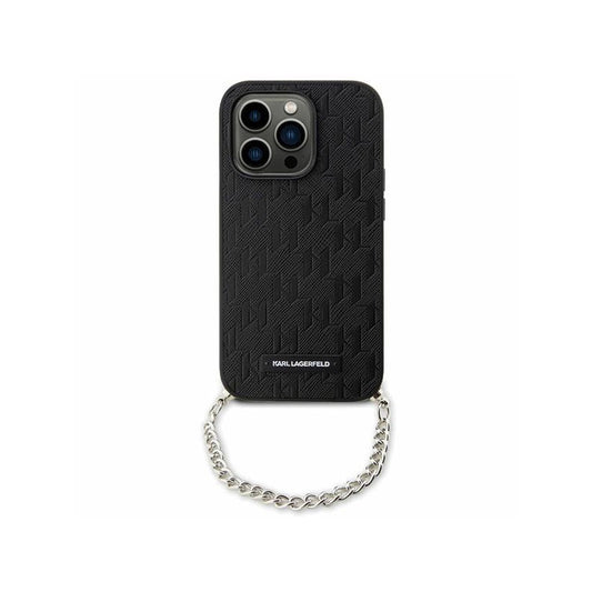 Karl Lagerfeld Saffiano Monogram Chain – dėklas iPhone 14 (juodas)