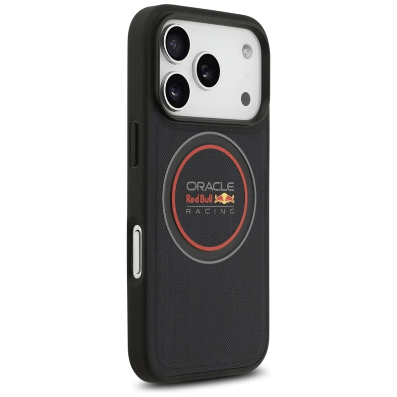 Red Bull tinklinio logotipas ir raudonasis žiedas MagSafe dėklas – iPhone 17 Pro Max (Tamsiai mėlynas)