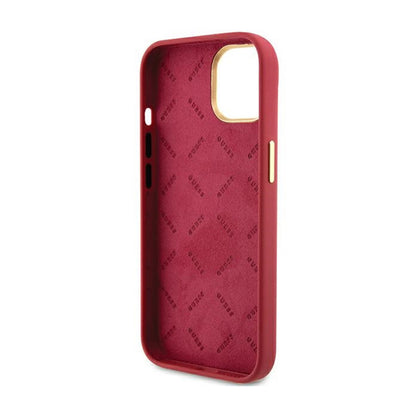 Guess Silicone Script Metal Logo & Frame - iPhone 15 dėklas (purpurinis)