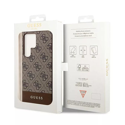 Guess 4G Apatinė Juostelė Metalinis Logotipas Kolekcija – Samsung Galaxy S24 Ultra Dėklas (rudas)