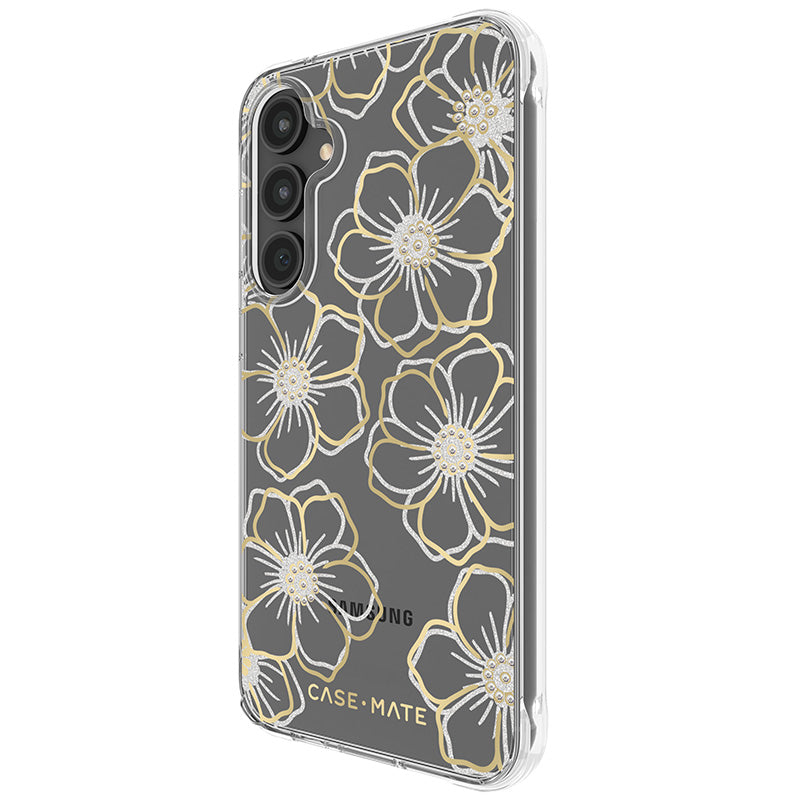 Case-Mate Floral Gems – dėklas, skirtas Samsung Galaxy S23 FE 5G (auksinis)