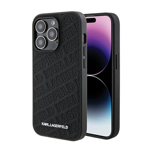 Karl Lagerfeld Quilted K Pattern – „iPhone 15 Pro“ dėklas (juodas)