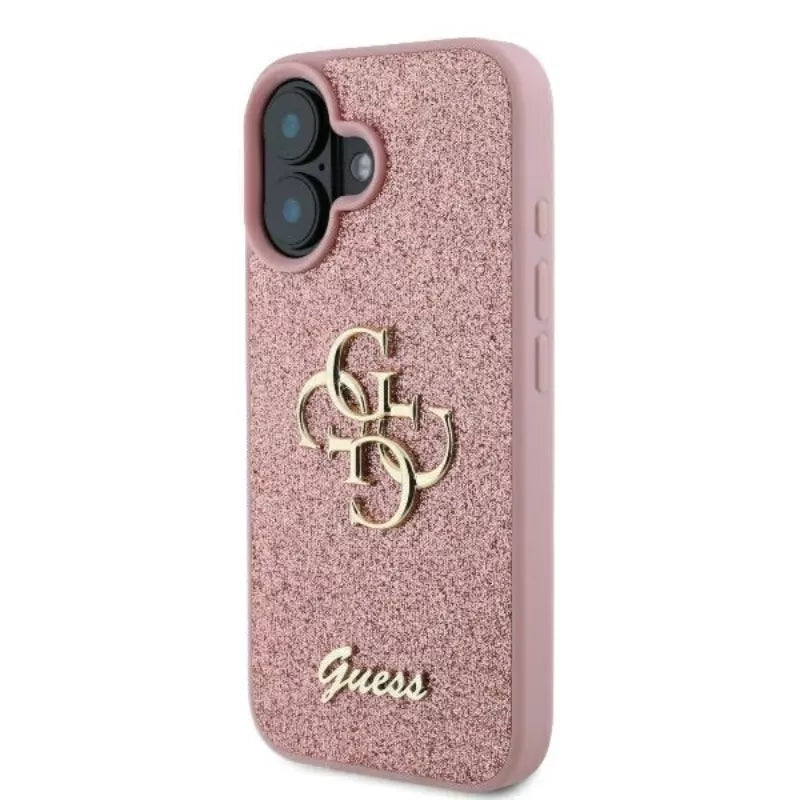 Guess Fixed Glitter Big 4G - dėklas iPhone 16 Plus (rožinis)