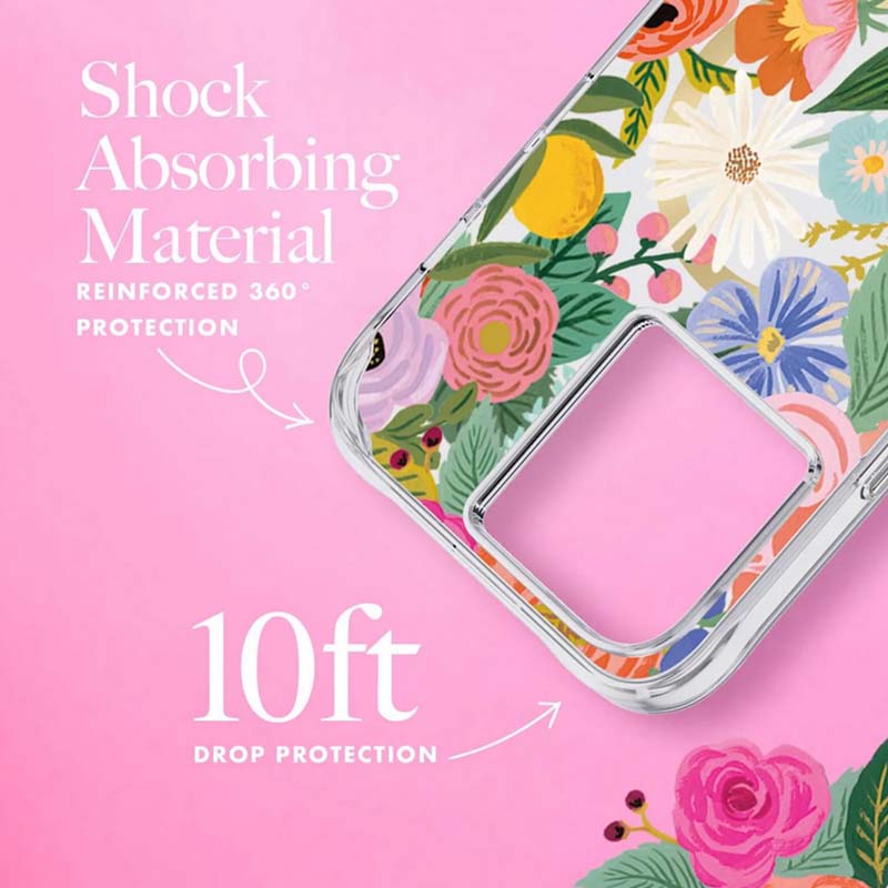 Rifle Paper Clear MagSafe – dėklas, skirtas „iPhone 14 Pro Max“ (Garden Party Blush)