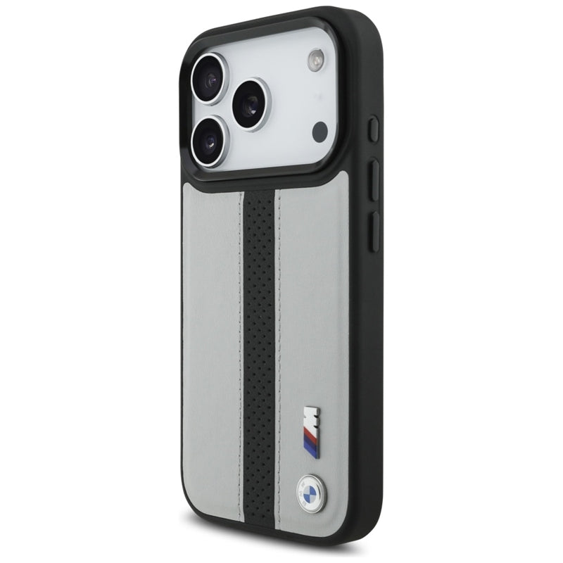 BMW M perforuota juostelės logotipas MagSafe - iPhone 17 Pro dėklas (pilkas)