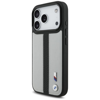 BMW M perforuota juostelės logotipas MagSafe - iPhone 17 Pro dėklas (pilkas)