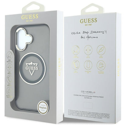 Guess IML Metal Mountain Logo MagSafe – dėklas iPhone 16 (juodas)