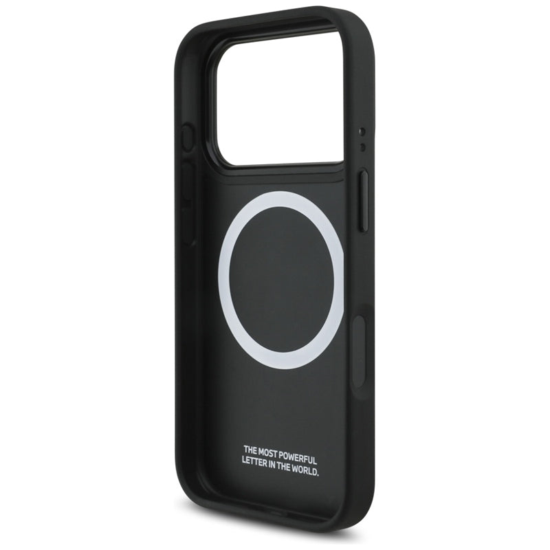 BMW M perforuotos juostelės logotipas MagSafe - iPhone 17 Pro dėklas (tamsiai mėlynas)