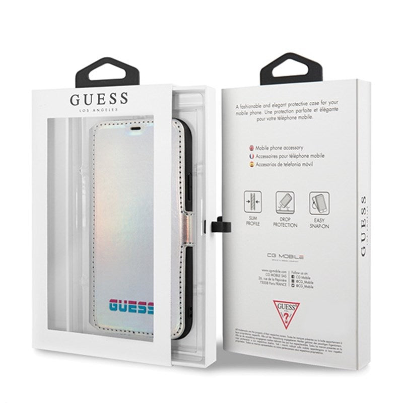 Guess Iridescent Booktype – dėklas, skirtas iPhone 11 Pro Max (sidabrinis)