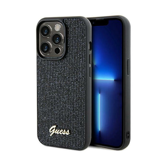 Guess Disco Metal Script - Dėklas iPhone 14 Pro Max (juodas)