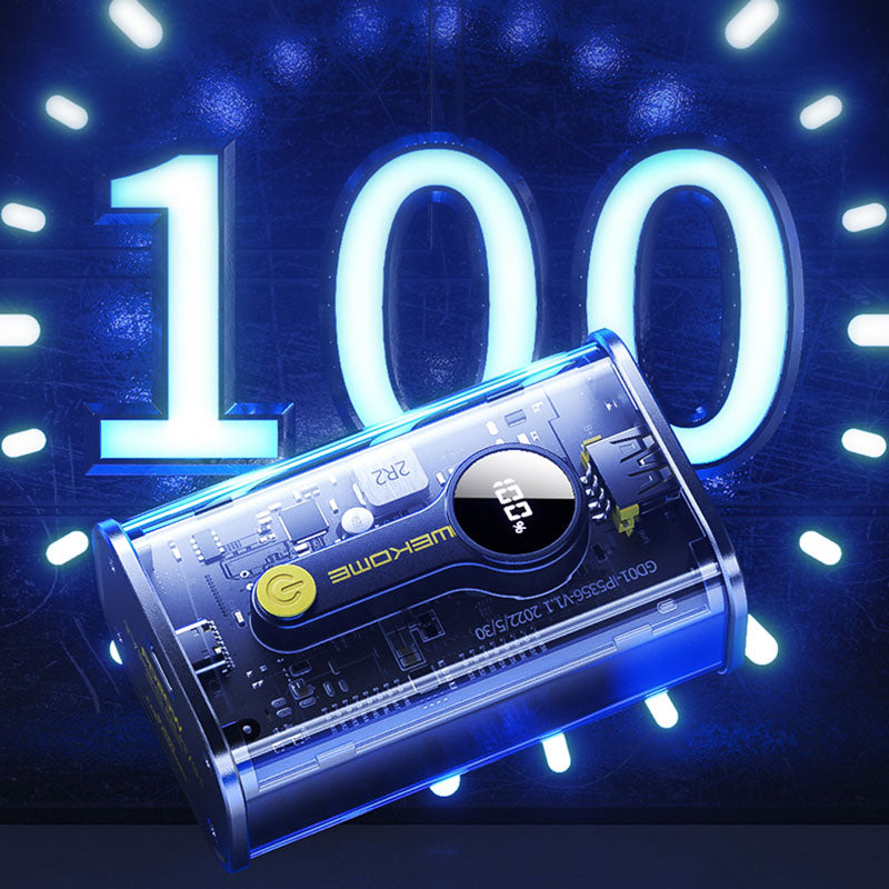 WEKOME WP-333 Vanguard Series - Nešiojamasis įkroviklis (power bank) 10000 mAh Super Charging PD 20W + QC 22.5W (juoda / permatoma)