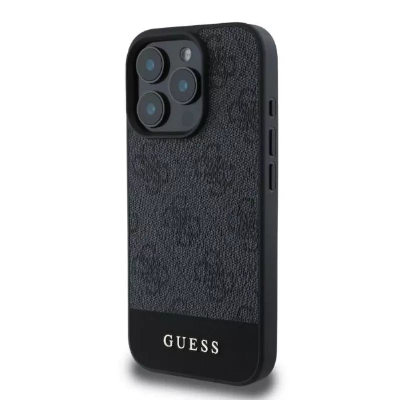 Guess 4G Bottom Stripe – „iPhone 16 Pro Max“ dėklas (pilkas)