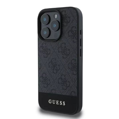 Guess 4G Bottom Stripe – „iPhone 16 Pro Max“ dėklas (pilkas)