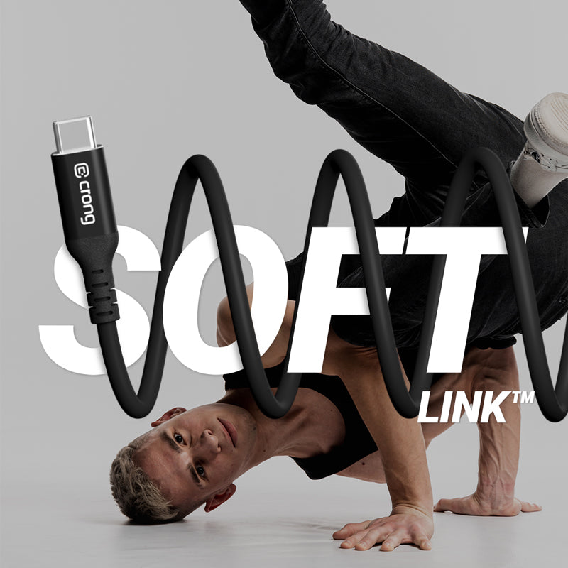 Crong Soft Link - 100W PD 5A USB-C į USB-C kabelis 200cm (juodas)