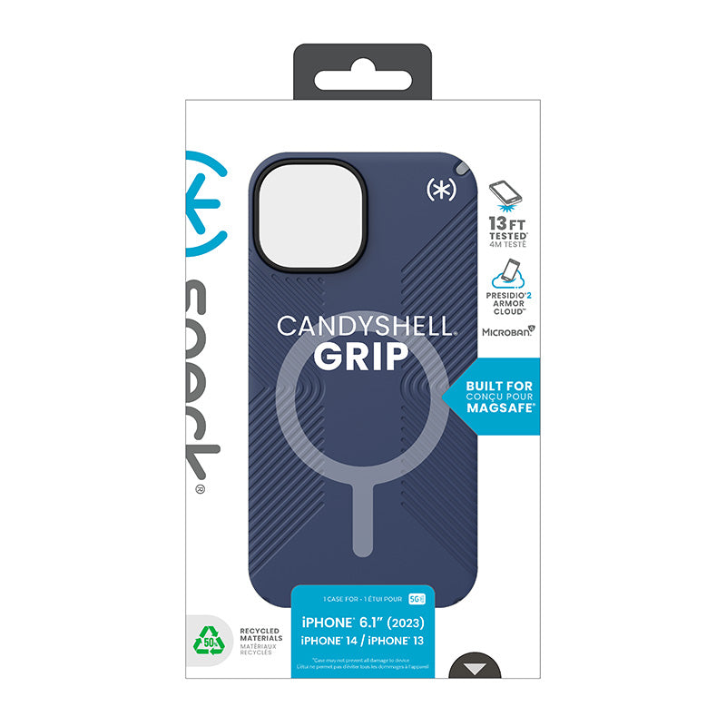 Speck Presidio2 Grip Magsafe – dėklas, skirtas iPhone 16e / iPhone 15 / iPhone 14 / iPhone 13 (Coastal Blue / Dustgrey / White)