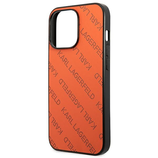 Karl Lagerfeld Perforated Allover - dėklas iPhone 13 Pro (oranžinis)