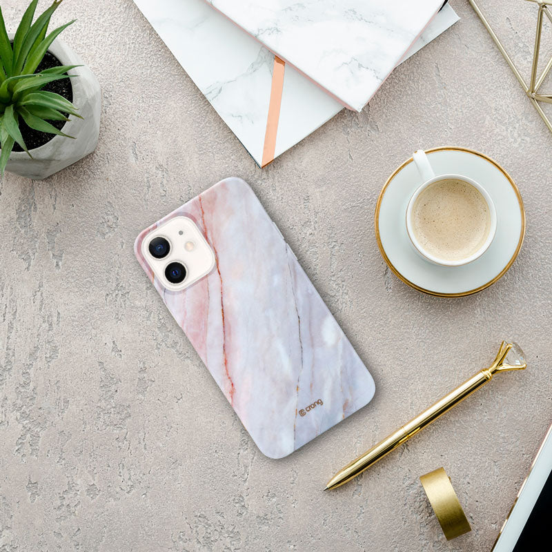 Crong Marble dėklas – dėklas skirtas iPhone 12 Mini (rožinis)