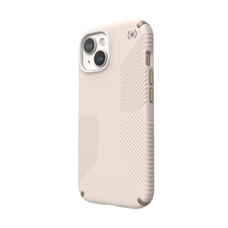 Speck Presidio2 Grip – dėklas iPhone 16e / iPhone 15 / iPhone 14 / iPhone 13 (Bleached Bone / Heirloom Gold / Hazel Brown)