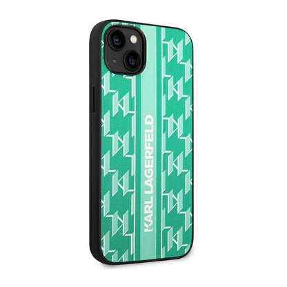 Karl Lagerfeld Monogram Stripe – dėklas iPhone 14 Plus (žalias)