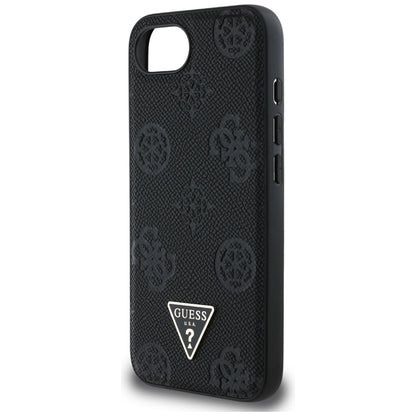 Guess Grained Hot Stamp Peony Triangle Logo MagSafe – dėklas iPhone 16e (juodas)