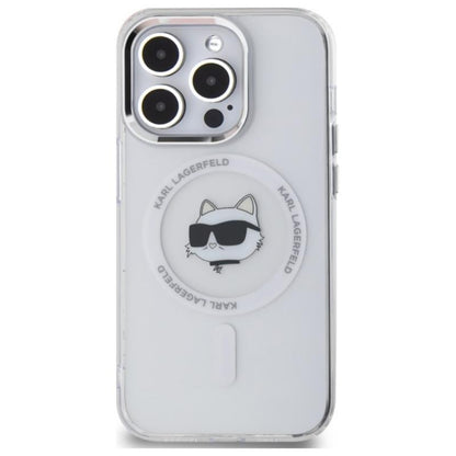 Karl Lagerfeld IML Metal Choupette Head MagSafe – dėklas, skirtas iPhone 13 Pro (balta spalva)