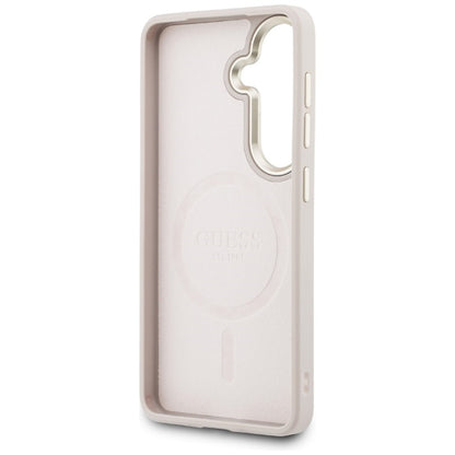 Guess 4G Reljefinis Žiedas MagSafe - Samsung Galaxy S26 dėklas (Rožinė)