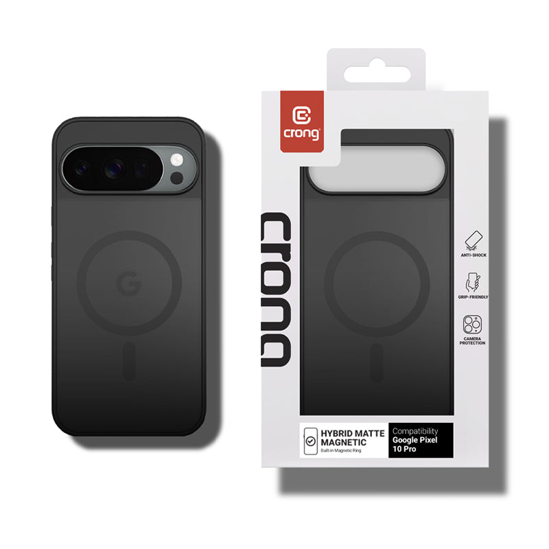 Crong Hybrid Matte Magnetic - MagSafe dėklas Google Pixel 10 Pro XL (Juodas)