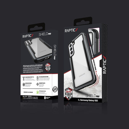 X-Doria Raptic Shield Pro – dėklas, skirtas „Samsung Galaxy S22 5G“ (su antibakterine apsauga) (juodas)
