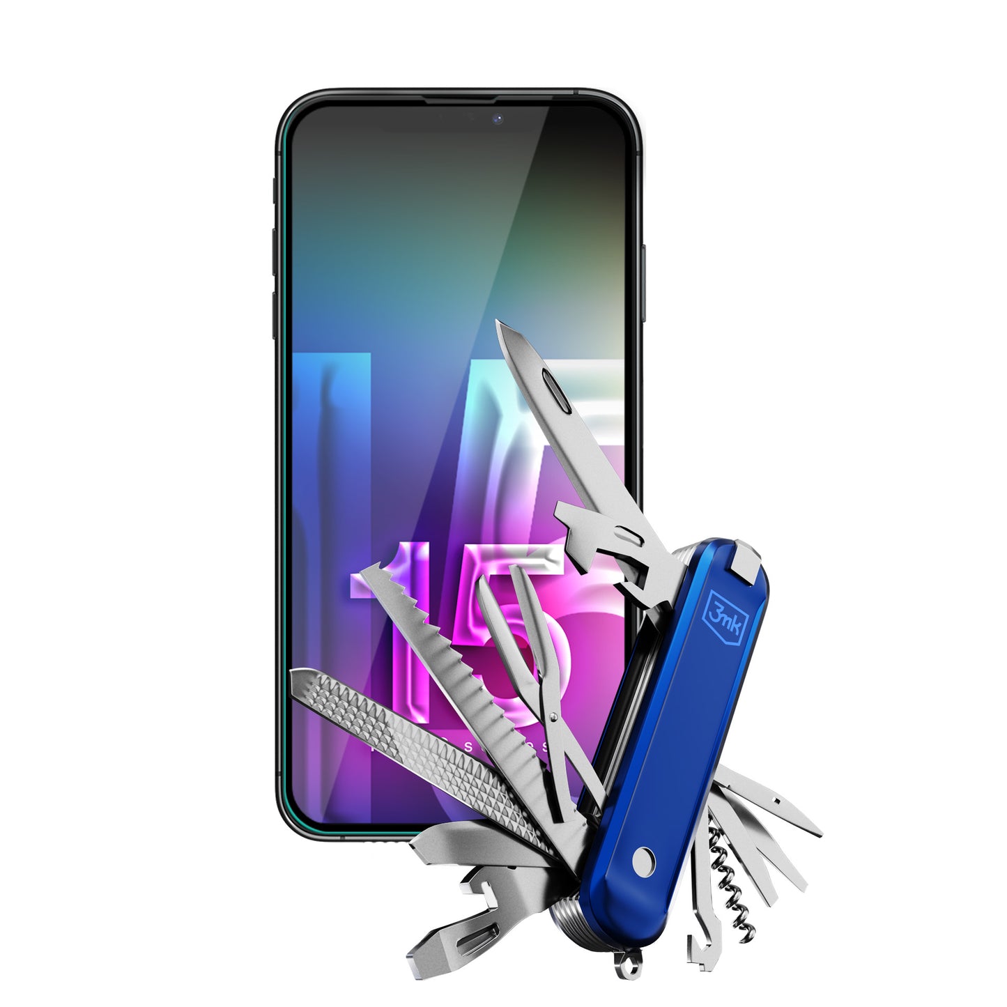 3mk HardGlass Max Lite – grūdintas stiklas „iPhone 15“ (juoda)