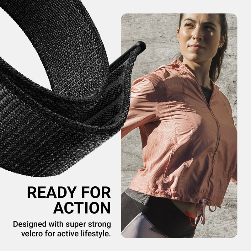 Crong Nylon - sportinė apyrankė, skirta „Apple Watch“ 44/45/46/49 mm (naktinė pilka)